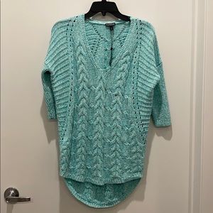 NWT!! Turquoise and white Express sweater